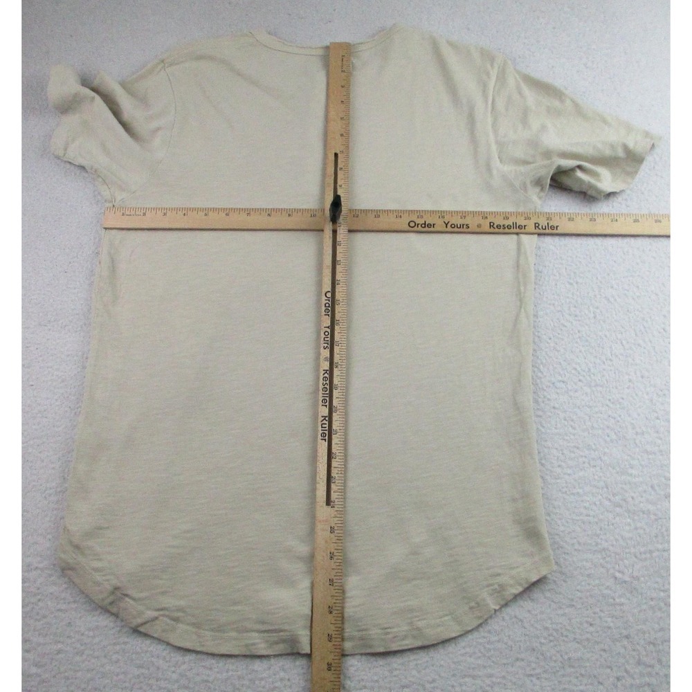 Goodlife Shirt Mens Large Beige Short Sleeve Henley Slub 100% Cotton Made in USA - Picture 6 of 9